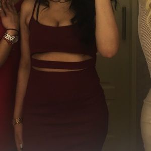 Boohoo Red Midi Bodycon Dress